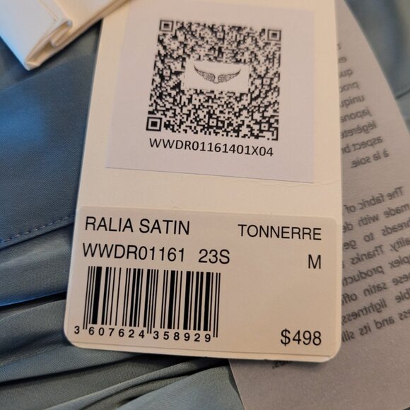 NEW ZADIG & VOLTAIRE Ralia Satin Wrap Midi-Dress in Blue Size M - Picture 6 of 7